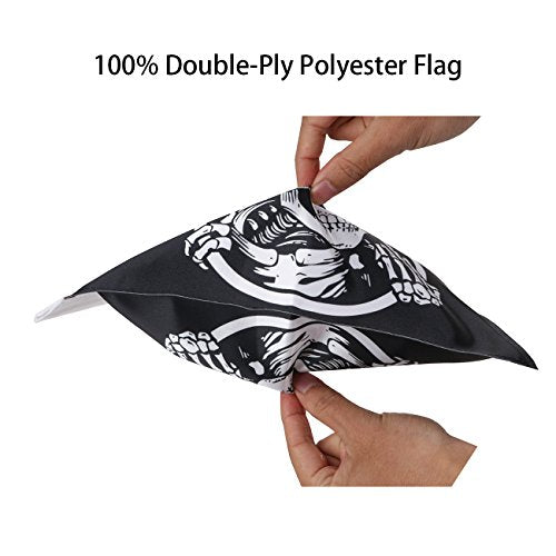 Pirate American Flag Bandana Crossbones Skull 6x 10'' Flags For 3/8 Diameter Motorcycle Flagpole, Double-Sided Sewing UV Coated Flag Replacement - color: Skull Flag