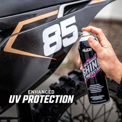 Slick Products Shine & Protectant Spray 17.35 FL OZ. - High Gloss Clear Coating Renew Vinyl, Plastic, Rubber, Trim, Tire, Car, Truck, Motorcycle, Dirt Bike (12-Pack) - size: 17.35 Fl Oz (Pack of 12)