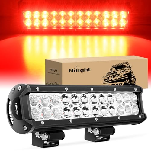 Nilight LED Light Bar 12 Inch 72W Spot Flood Combo Red Beam Off Road Lights Fishing Hunting Emergency Deck Boat Work Lighting for Trucks UTV Pick-up Van Boat Tractor - color: Red