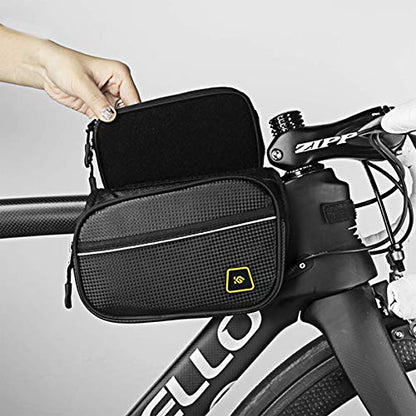 Bike Phone Front Frame Bag Waterproof Bicycle Handlebar Bag with Touch Screen Cell Phone case Holder Cycling storage Pouch for iPhone 16 17 Pro Max Air