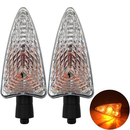 2Pcs Motorcycle Turn Signal Light Front Or Rear Indicator Compatible With Triumph Tiger 800/XC Tiger 1050 Daytona 675/R 2009-2018 (Long handle and Clear) - color: Long handle and Clear