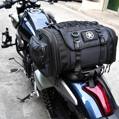 Motorcycle Travel Luggage Bags, Expandable Rear Tail Saddle Bag | 40L Storage Capacity, Helmet Bag, With Straps, Motorbike - style: Saddle Middle Bag