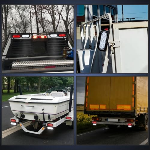 Nilight 6 Inch Oval Trailer Tail Light with Flush Mount Grommets Plugs w/Mounting Brackets 2PCS White Waterproof Reverse Back Up Lights for RV Truck - color: 2Pcs White Trailer Lights+Brackets