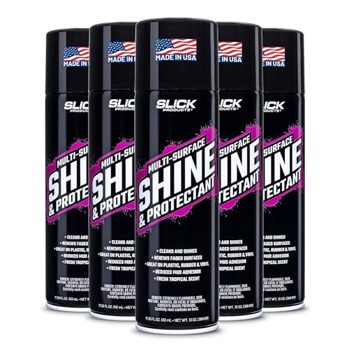 Slick Products Shine & Protectant Spray 17.35 FL OZ. - High Gloss Clear Coating Renew Vinyl, Plastic, Rubber, Trim, Tire, Car, Truck, Motorcycle, Dirt Bike (5-Pack) - size: 17.35 Fl Oz (Pack of 5)
