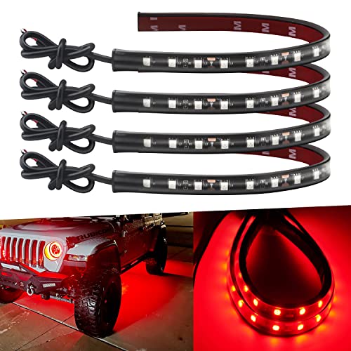 Keiurot 12V Led Light Strip 32CM Waterproof LEDs Light Strips for Cars Motorcycles Golf Cart Interior & Exterior Marine Boat Red Led Strip Lights 5050 18SMD,Pack of 4 - color: Red Led Strip