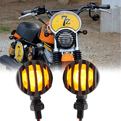 DREAMIZER Universal Motorcycle Turn Signals Light Bullet Black Driving Indicator Lights Brake Lamp for Motor Bikes and ATV - Amber Light - color: Amber Light