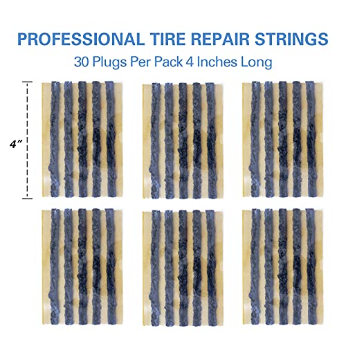 CKAuto 30pcs 4" Black Tire Repair Strings, Automotive Tool Tire Repair Plugs for Tubeless Off-Road Tires Car, Bike, ATV, UTV, Wheelbarrow, Mower (Pack of 2) - color: Black, size: 4" x φ0.236" 30pcs (Pack of 2)
