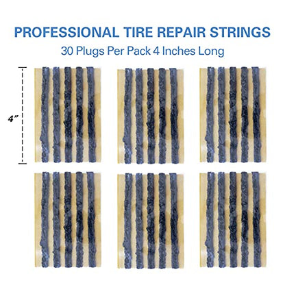 CKAuto 30pcs 4" Black Tire Repair Strings, Automotive Tool Tire Repair Plugs for Tubeless Off-Road Tires Car, Bike, ATV, UTV, Wheelbarrow, Mower (Pack of 2) - color: Black, size: 4" x φ0.236" 30pcs (Pack of 2)