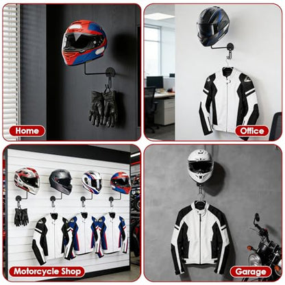 4Pack Helmet Holder Wall Mount,Metal Motorcycle Helmet Holder with Hooks Multifunctional Helmet Storage Rack for Helmets,Hats,Jackets - size: 4PCS-NEW
