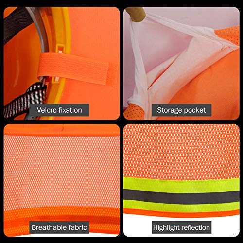 TCCFCCT Hard Hat Sun Shade, Full Brim High Visibility Sun Visor Neck Shield and Bandana Face Scarf with Construction Arm Sleeves, 3 Packs, Orange, Large, TCMY-01 - color: Sun Shade 1+bandana 1+sleeves 1pair Orange