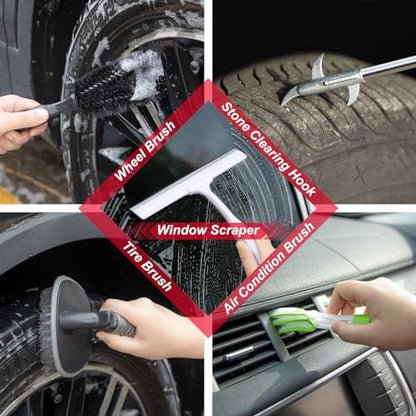 39Pcs Car Wash Cleaning Kit with Foam Gun Sprayer Detailing Brushes Collapsible Bucket Windshield Cleaning Tool Tire Brush Towels Complete Interior Exterior Detailing Set for Car - size: 39Pcs