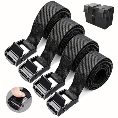 4 PCS 1" x 4ft Battery Tie Down Strap kit,Battery Hold Down Strap with Stainless Steel Cam Buckle for Boats, Luggage Belt, Cars - size: 1'' x 48''-4pcs
