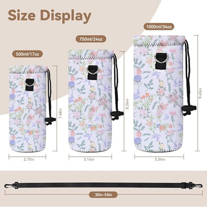 RICHEN Neoprene Water Bottle Carrier Bag with Adjustable Shoulder Strap,Insulated Water Bottle Cover for Stainless Steel/Glass/Plastic Bottles - color: BC55, size: 750ml
