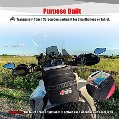 Goldfire Motorcycle Tank Bag Expandable ADV Gas Oil Fuel Tank Saddle Bag with Strong Strap Mount Water Resistant Motorcycle Storage Bag(Red Piping) - color: Red Piping