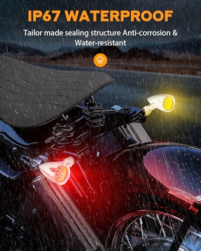 PBYMT Motorcycle Bullet 24 LEDs Turn Signal Lights Amber SMD Blinkers Mount Hole Compatible for Honda Yamaha Suzuki Kawasaki Harley Chopper Bobber (Black) (Chrome/Red and Yellow) - color: Chrome/Red and Yellow