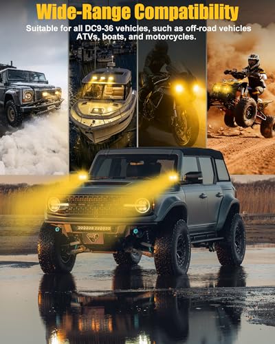 4 Inch LED Pod Lights, 48W Square Offroad Driving Lights Super Bright 120° Amber Spotlight Combo Beam LED Auxiliary Light Bar with Wiring Harness Kit for Motorcycle Jeep Wrangler Truck Pickup ATV UTV - color: 4in Amber Spotlight+Wire
