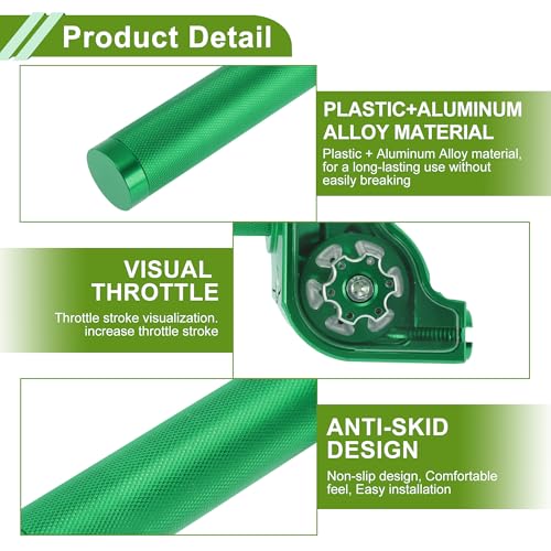 22mm Throttle Grip with 120cm Red Throttle Cable 1 Pair of Checkered Red Handle Grips Screw Accessories Aluminum Alloy Motorcycle Throttle Grip Green