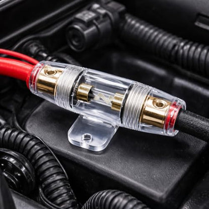 MGI SpeedWare AGU Glass Fuse Holder Kit with 2pcs Fuse – Inline 12V Automotive Car Audio Fuse Block for Amplifiers, Car, Truck, Marine (40 AMP) - size: 40 AMP