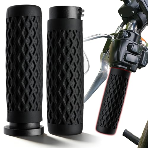 1" Silicone Handlebar Grips for Harley 2002-2017 V-Rod, 1996-Up Sportster XL, 1996-2007 Touring, 2008-2013 XR, 1996-2017 Dyna,1995-2015 Softail, Black