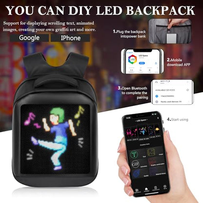 Led Backpack Multifunctional Laptop Backpack Laptop Backpack with Led Display DIY Fashion Backpack For Daily Use - style: Led Backpack