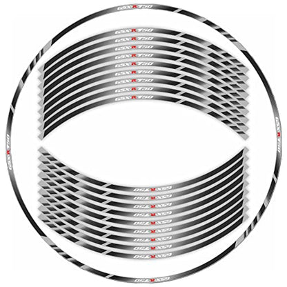 Motorcycle Reflective Rim Tapes Sticker Stripe for Suzuki GSXR750 K1 2000-2003/GSXR750 K4 2004-2005/GSXR750 K8 2008-2010/GSXR750 K11 L6 2011-2019 Rim Wheel Decal Stickers 17 inch,(Black and Grey)