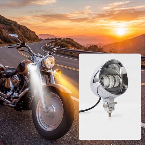 4.5 Inch 2 Pcs Chrome LED Motorcycle Fog Passing Lights ABS Plastic Auxiliary Lamp for Motorcycles Highway Cruising Urban Riding (Chrome)