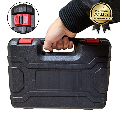 YEFA Chainsaw Chain Sharpening Kit with Hard Case - Contains T - Wrench, Blade Filing Guide, Handles, Depth Gauge, Stump Vise, Felling Wedge, Screwdriver, and More Accessories