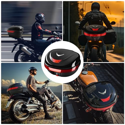Motorcycle Trunk Top Case Motorcycle Tour Tail Box Lockable Storage Carrier Case for Helmet Luggage Black 35L(35L) - size: 35L