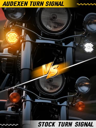 AUDEXEN 3-1/4 Inch Front Led Turn Signal Flat Smoke Lens 1157 Base Amber Lamp Compatible with Harley Motorcycle Road Glide Road King Softail Ultra Classic Ultra Limited Electra Glide - color: Amber, size: 1157 Front