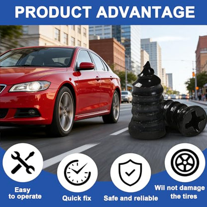 61PCS Tire Repair Rubber Nail Kit with Screwdriver, Screw In Tire Plugs Vacuum Tire Puncture Quick Fix Tool, Self Tapping Rubber Screw Plugs for Car Motorcycle Truck Flat Tire Emergency Repair
