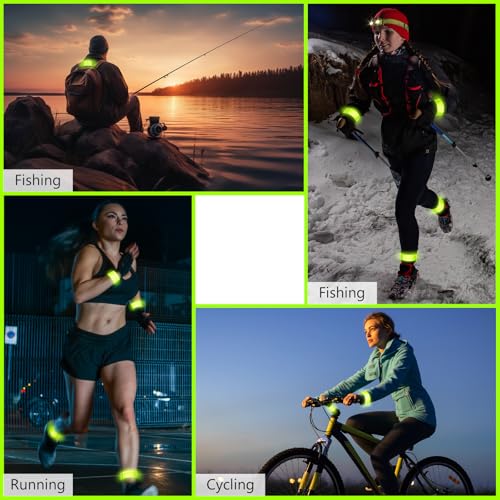 Halloscume Reflective Arm Bands 15.75 in Reflective Snap Bands Slap Bracelets High Visibility Safety Ankle Strips Gift for Night Walking Cycling Running Jogging Hiking - color: Green