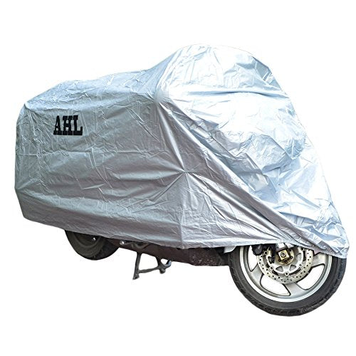 AHL Motorcycle Cover All-Weather Waterproof Dustproof UV Protective Breathable Indoor Outdoor Cover(XL,S) - color: silver, size: XL
