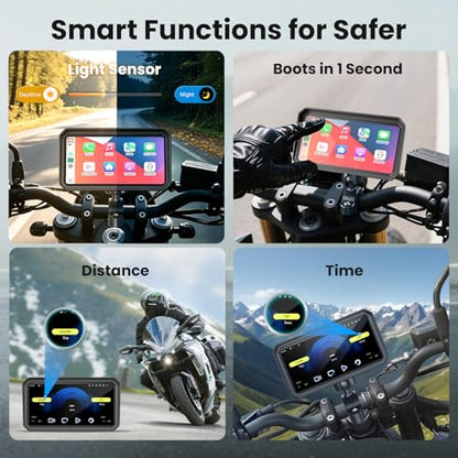 Wonvon 6.25" Motorcycle CarPlay Display Wireless Apple CarPlay | Android Auto GPS Navigation, 2K Dual Dash Cam, IP69 Waterproof, Anti-Glare Screen, Quick Release Mount - color: 6.25 Inch for 99% Motor