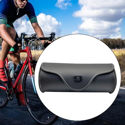 Universal PU Leather Motorcycle Fork Bag Saddlebag, Black with Mounting Straps Motorbike Tool Pouch Tail Rack Storage Bag