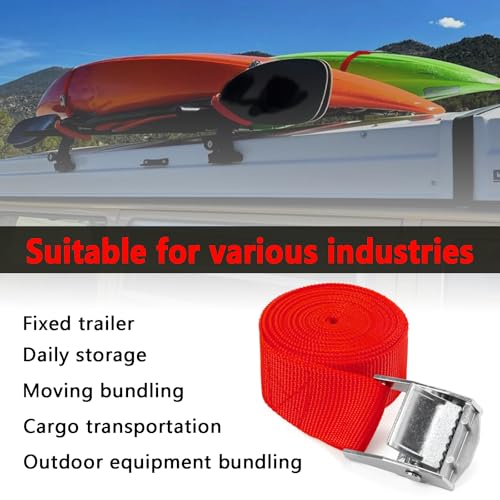 10 Pack Lashing Straps with Buckles Adjustable, 1" x 78" Cam Buckle Tie Down Strap, Red Cargo Straps for Securing Luggage, Cargo, Bicycles, Motorcycles - size: Red 1" x 78"