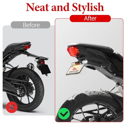 Motorcycle License Plate Bracket for CB125R CB150R CB250R CB300R 2018-2026, Fender Eliminator With LED Light, Motorcycle Tail Tidy License Plate Holder Mount