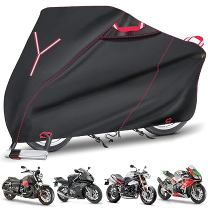 800D Motorcycle Cover 91 Inch - Outdoor Moped Cover with Lock Hole Universal Fit, Heavy Duty & All-Weather Waterproof Motor Cycle Protection Fit for Harley, Honda, Kawasaki, Fit Up to 91" Motorcycles - size: (XL) 91" x 37" x 49"