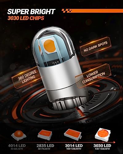 SEALIGHT 194 LED Bulb 2700K Amber, 168 2825 T10 W5W 3030 Bright LED Chips, Dome Light, Map Light, Door Light, Courtesy Light, License Plate Light, Pack of 10 - color: Amber Yellow, size: 194/168/T10