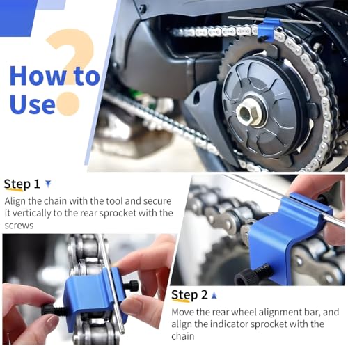 ATV Chain Alignment Tool, Aluminum Motorcycle Sprocket Chain Tensioner Adjustment, UTV Quick Accurate Alignment Tool Accessories, Universal for Dirt Bike Snowmobile Scooter (Blue) - color: Blue