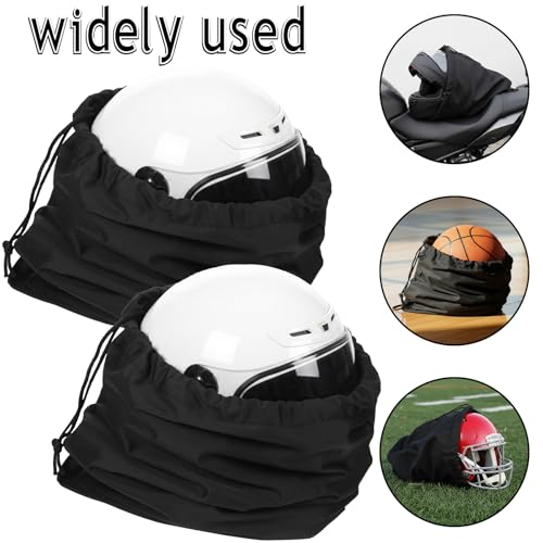 2 PCS Ski Helmet Bag, Black Welding Helmet Bag Motorcycle Hood Bags with Drawstring Large Capacity Lightweight Helmets Storing Bags for Football Bicycle Travel Riding Supplies