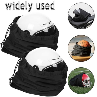 2 PCS Ski Helmet Bag, Black Welding Helmet Bag Motorcycle Hood Bags with Drawstring Large Capacity Lightweight Helmets Storing Bags for Football Bicycle Travel Riding Supplies