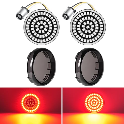 Benlari 2inch Rear Turn Signals, 60LEDs Turn Signals Kit with 2 Smoked Lens Cover Fit for Harley Touring Street Glide Electra Glide Road King Road Glide Sportster Iron 883 Dyna Softail 1986-2024
