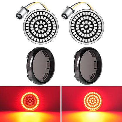 Benlari 2inch Rear Turn Signals, 60LEDs Turn Signals Kit with 2 Smoked Lens Cover Fit for Harley Touring Street Glide Electra Glide Road King Road Glide Sportster Iron 883 Dyna Softail 1986-2024