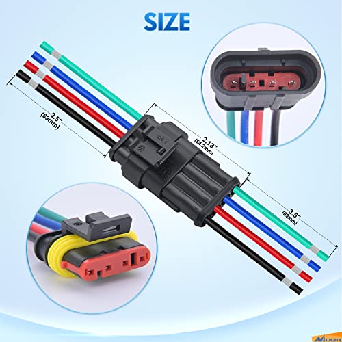 Nilight 4Pin Way Electrical Wire Connector 10 Pack 16AWG Male Female Plug Socket Quick Disconnect Waterproof Play 1.5mm Series Terminal for Car Truck Motorcycle Marine Boat - size: 4Pin Wire Harness 10Sets