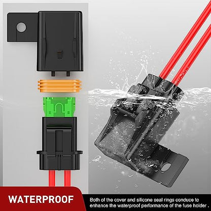Nilight 6pcs Inline Fuse Holder 12AWG Waterproof ATC/ATO Blade Holder 20A 30A 40A Regular Heavy Duty in Line w/Cover Fits 1A to 30A Fuses for 12V Automotive Vehicles - color: 18Pcs Fuses + 12AWG Holder 6