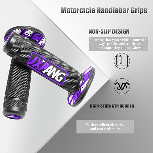 7/8" Motorctcle Handlebar Grips, Non Slip Dirt Bike Hand Handlebar Glue Left & 22mm Right & 24mm Universal for Motercross Most Pit Bike ATV UTVKLX KX EXC XC SX CRF CR YZ WR - color: Style-A-Purple