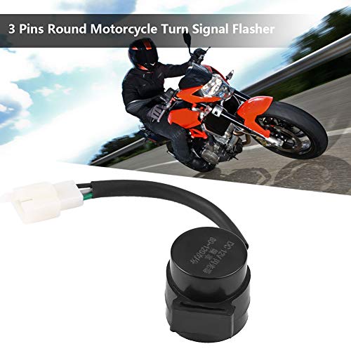Motorcycle Flasher, 3 Pins Round Turn Flasher Relay Blinker LED Turn Indicator Light Flasher for GY6 Motorcycles Scooters Moped ATV