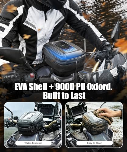 NICECNC Quick-Release Motorcycle Tank Bag - Bike Tanklock Bag Compatible with Honda CRF1100L Africa Twin 20-26, 6L Scratch-Proof Push-Pull Lock System, Waterproof with TPU Phone Window & 3 Carry Modes