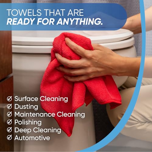 Microfiber Wholesale Cleaning Cloths | 12 Pack | 11" x 11" Reusable Towels, Wash Rags, Dust Cloth, All-Purpose: Kitchen, Dish, Cars, Shop, Glass (Blue) - color: Blue