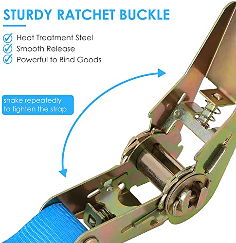 TLGREEN 10 Pcs 1" x 20' Ratchet Staps, Luggage Tie Down Straps, No Hook, Ratchet Strap Heavy Duty,1760 Break Strength Endless Ratchet Straps, Tie-Down Straps for Motorcycles, Trailer, Kayak, Blue - color: Blue